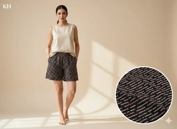 Summer_Special_Pure_Cotton_Original_Ajarakh_Hand_Block_Printed_Shorts_for_women__KH_Ajarakh_Black_Shorts_03|_free_size|Suitable_upto_Xl|_full_Stitched|original_Ajarakh_Hand_block_printed_material|