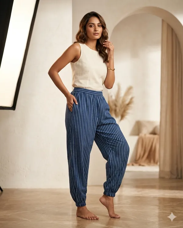Summer_Special_Pure_Cotton_Original_IndiGo_Hand_Block_Printed_Harem_Pant_for_women_KH_IndiGo_Harem_02|_free_size|Suitable_upto_Xl|_full_Stitched|original_IndiGo_Hand_block_printed|