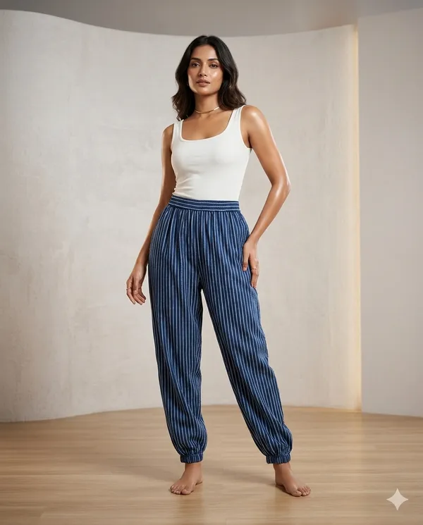 Summer_Special_Pure_Cotton_Original_IndiGo_Hand_Block_Printed_Harem_Pant_for_women_KH_IndiGo_Harem_02|_free_size|Suitable_upto_Xl|_full_Stitched|original_IndiGo_Hand_block_printed|