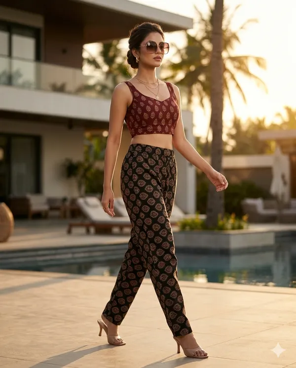 Summer_Special_Pure_Cotton_Original_Ajarakh_Hand_Block_Printed_Straight_Pant_for_women__KH_Ajarakh_Black_Pant_11|_free_size|Suitable_upto_Xl|_full_Stitched|original_Ajarakh_Hand_block_printed_material|