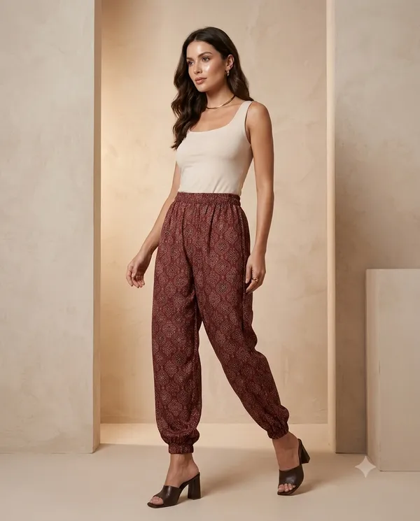 Summer_Special_Pure_Cotton_Original_Ajrakh_Hand_Block_Printed_Harem_Pant_for_women_KH_Ajrakh_Harem_Maroon_03_|_free_size_|Suitable_upto_Xl_|_full_Stitched_|_Original_Ajrakh_Hand_block_printed|