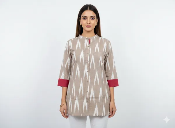 Women’s_Cotton_Ikat_Printed_Short_Kurti_Top_|_Casual_Ethnic_Wear_Tunic_for_Women