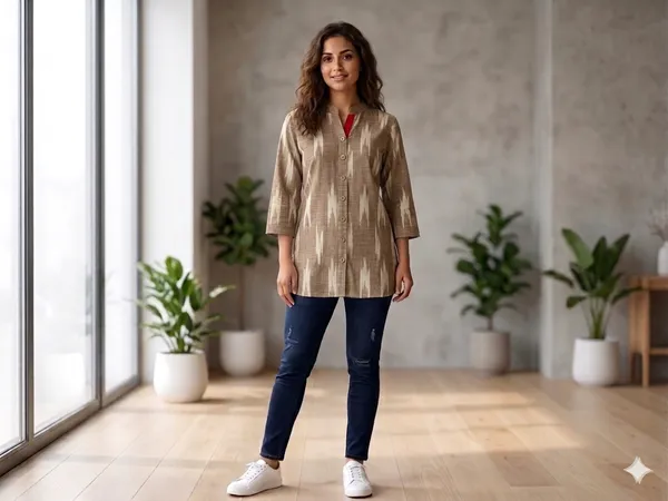 Women’s_Cotton_Ikat_Printed_Short_Kurti_Top_|_Casual_Ethnic_Wear_Tunic_for_Women