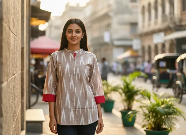 Women’s_Cotton_Ikat_Printed_Short_Kurti_Top_|_Casual_Ethnic_Wear_Tunic_for_Women