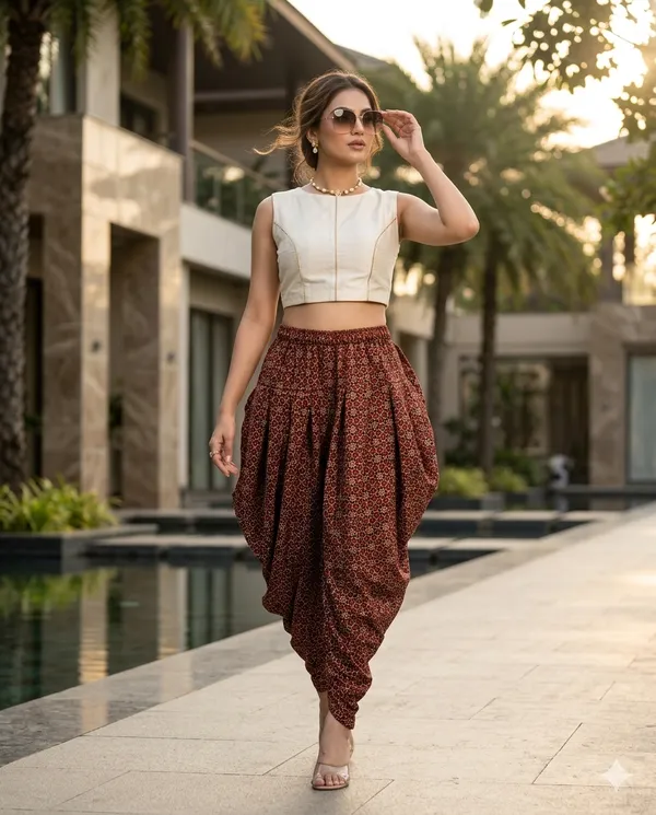 Summer_Special_Pure_Cotton__Original_Ajarakh__Hand_block_Printed___Dhoti_Pant_for_Women___Marron_05_/free_size_/_Suitable_upto_xl_/_full_Stitched/_original_Ajarakh_Hand_Block_printed|