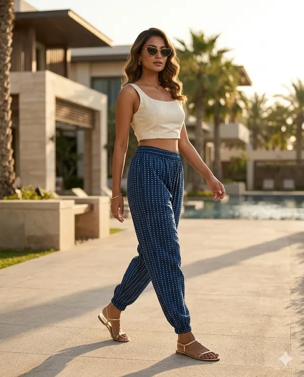 Summer_Special_Pure_Cotton_Original_IndiGo_Hand_Block_Printed_Harem_Pant_for_women_KH_IndiGo_Harem_09|_free_size|Suitable_upto_Xl|_full_Stitched|original_IndiGo_Hand_block_printed|