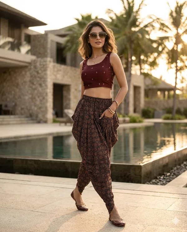 Summer_Special_Pure_Cotton__Original_Ajarakh__Hand_block_Printed___Dhoti_Pant_for_Women___Black__/free_size_/_Suitable_upto_xl_/_full_Stitched/_original_Ajarakh_Hand_Block_printed|