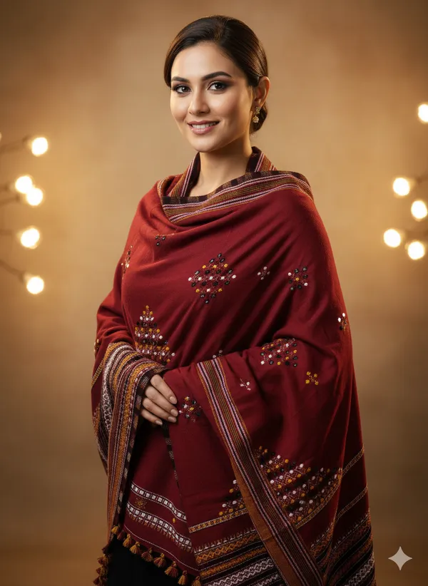 Winter_Special_Bhujodi_Hand_Weaving_Kutchi_KH_Patang_Corner_Shawl_for_women_Maroon