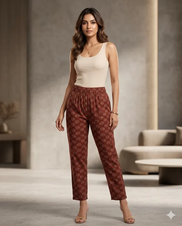 Summer_Special_Pure_Cotton_Original_Ajarakh_Hand_Block_Printed_Straight_Pant_for_women__KH_Ajarakh_Maroon_Pant_11|_free_Size|Suitable_upto_Xl|_full_Stitched|Original_Ajarakh_Hand_block_Printed_Material|