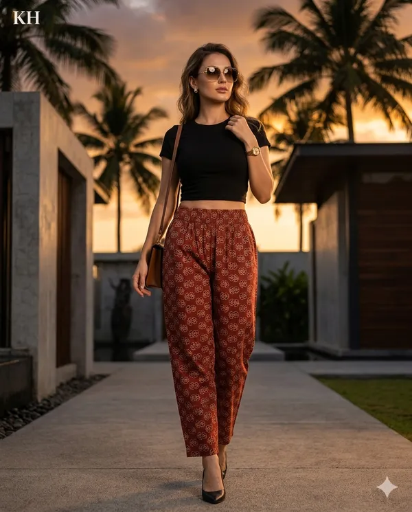 Summer_Special_Pure_Cotton_Original_Ajarakh_Hand_Block_Printed_Straight_Pant_for_women__KH_Ajarakh_Maroon_Pant_11|_free_Size|Suitable_upto_Xl|_full_Stitched|Original_Ajarakh_Hand_block_Printed_Material|