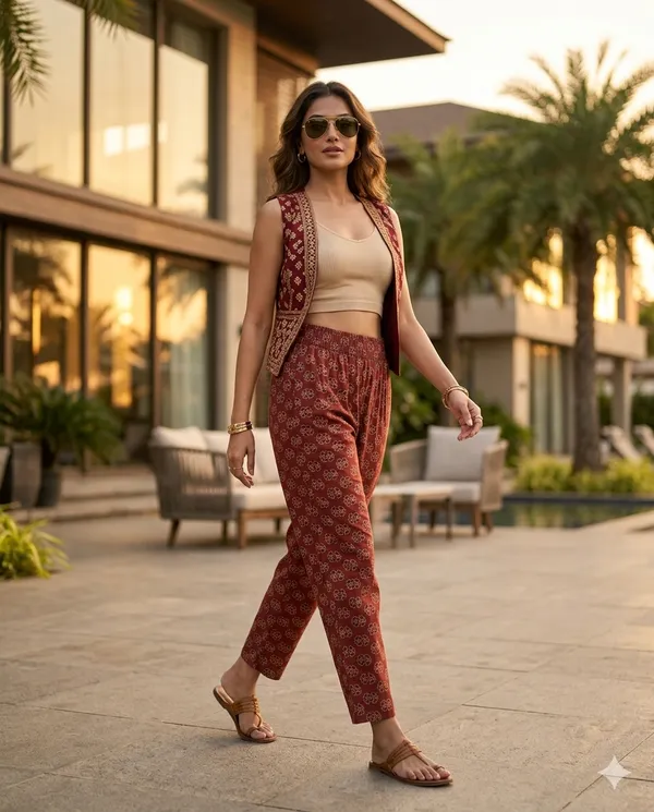 Summer_Special_Pure_Cotton_Original_Ajarakh_Hand_Block_Printed_Straight_Pant_for_women__KH_Ajarakh_Maroon_Pant_11|_free_Size|Suitable_upto_Xl|_full_Stitched|Original_Ajarakh_Hand_block_Printed_Material|