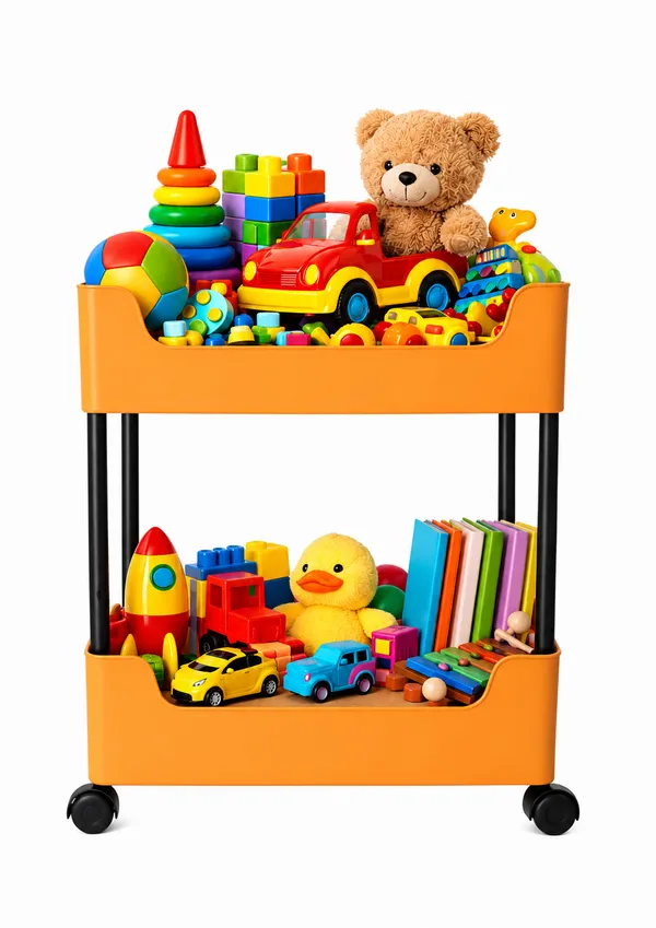 2_Tier_Multipurpose_Storage_Trolley_with_Wheels_Black