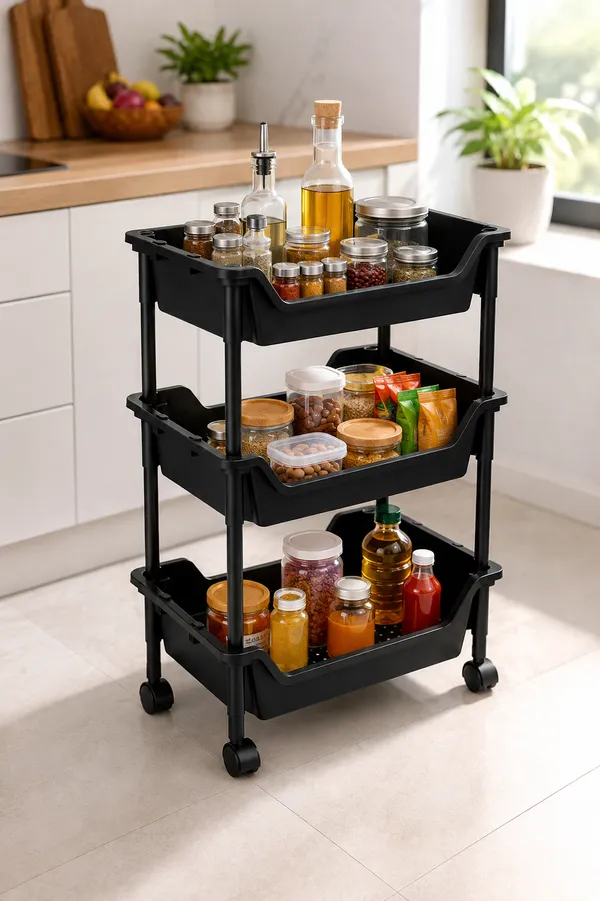 3Tier_Multipurpose_Storage_Trolley_with_Wheels_Black_Heavy_Duty_Rack_for_Office