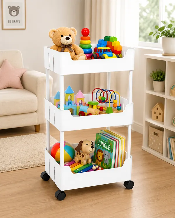 3_Multipurpose_Storage_Trolley_with_Wheels_Black