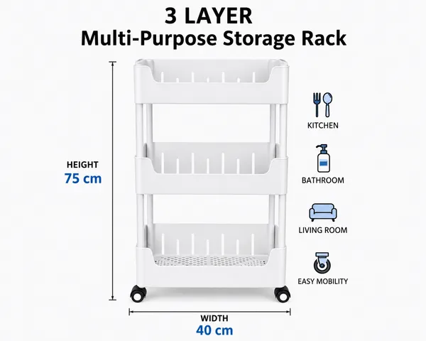 3_Multipurpose_Storage_Trolley_with_Wheels_Black