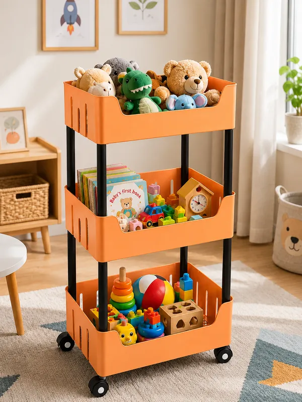 3_Multipurpose_Storage_Trolley_with_Wheels_Black