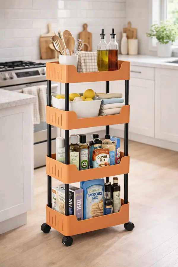 4_Multipurpose_Storage_Trolley_with_Wheels_Black