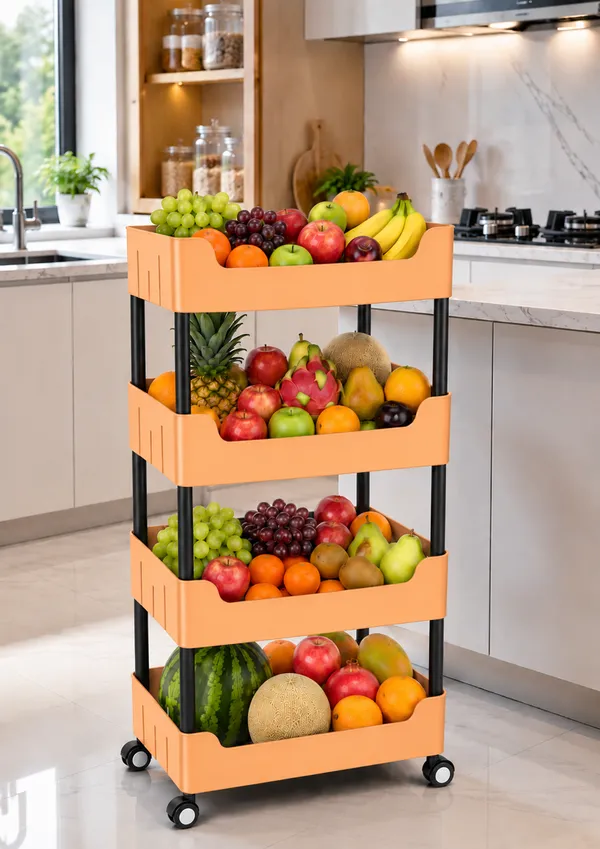 4_Multipurpose_Storage_Trolley_with_Wheels_Black