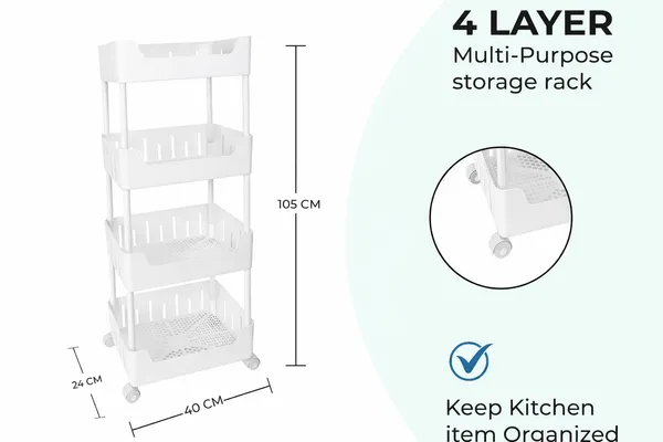 4_Multipurpose_Storage_Trolley_with_Wheels_Black