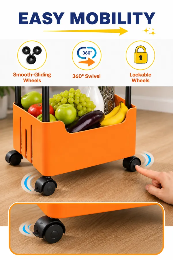 4_Multipurpose_Storage_Trolley_with_Wheels_Black