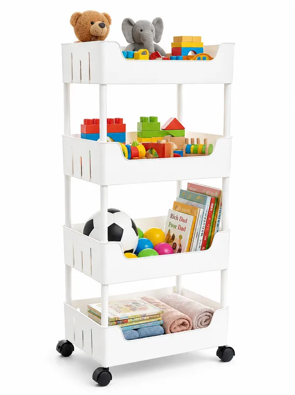 4_Multipurpose_Storage_Trolley_with_Wheels_Black