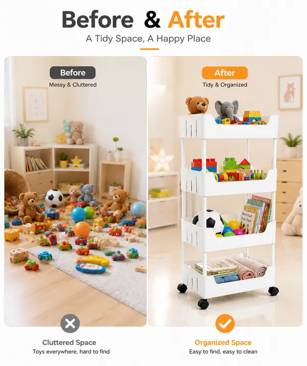4_Multipurpose_Storage_Trolley_with_Wheels_Black