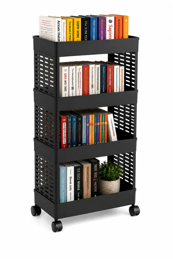 4_Tier_Multipurpose_Storage_Trolley_with_Wheels_Black