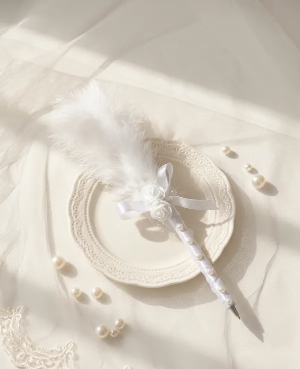 White_Feather_And_Pearl_Wedding_Pen_For_Wedding_and_Gifting