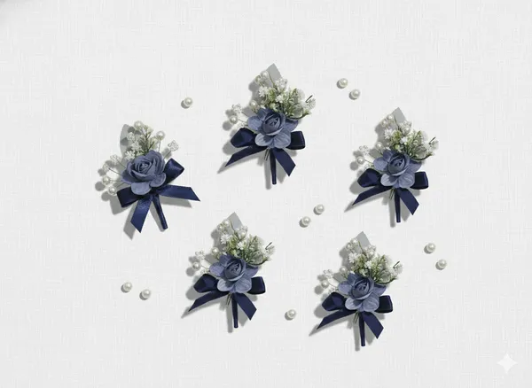 Blue_Fabric_And_Artificial_Flowers_Boutonniere__For_Gifting