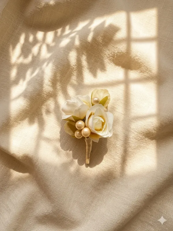 Ivory_Fabric_Boutonniere_For_Gifting