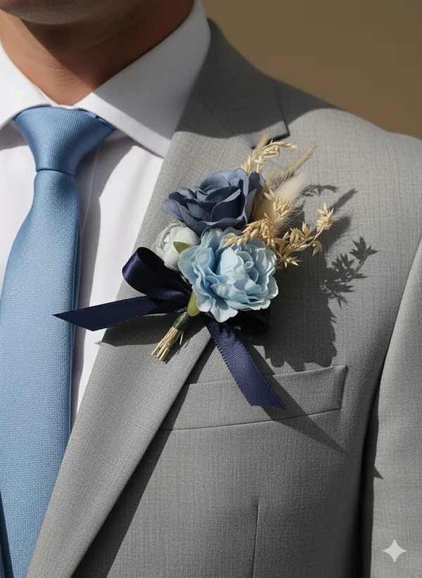Blue_Fabric_Boutonniere_For_Wedding_and_Gifting