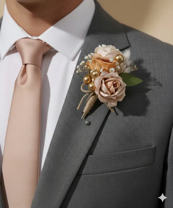 Beige_Fabric_Boutonniere_Brooch_For_Gifting