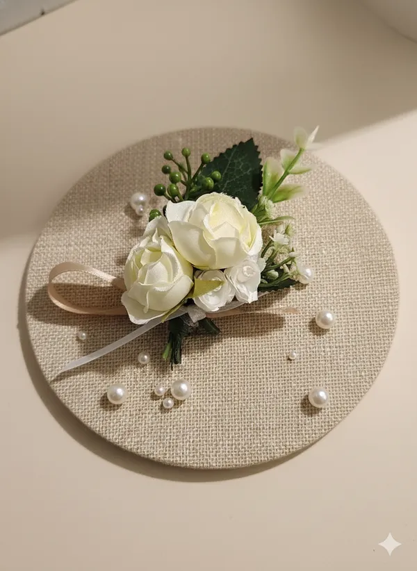 White_Artificial_Flowers_Wedding_Boutonniere_For_Gifting