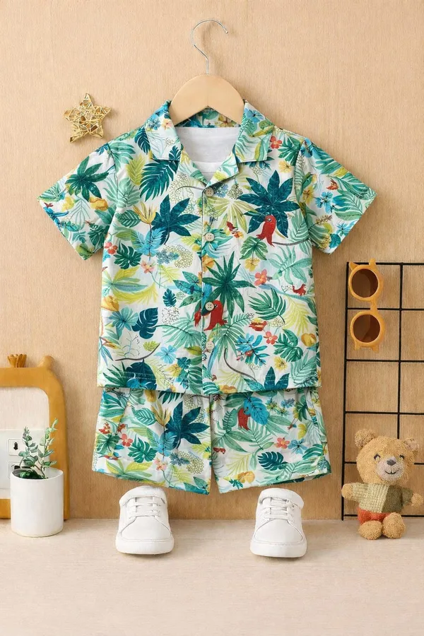 Green_Summer_Cotton_Wear_Printed_Code_Set_For_For_Kids