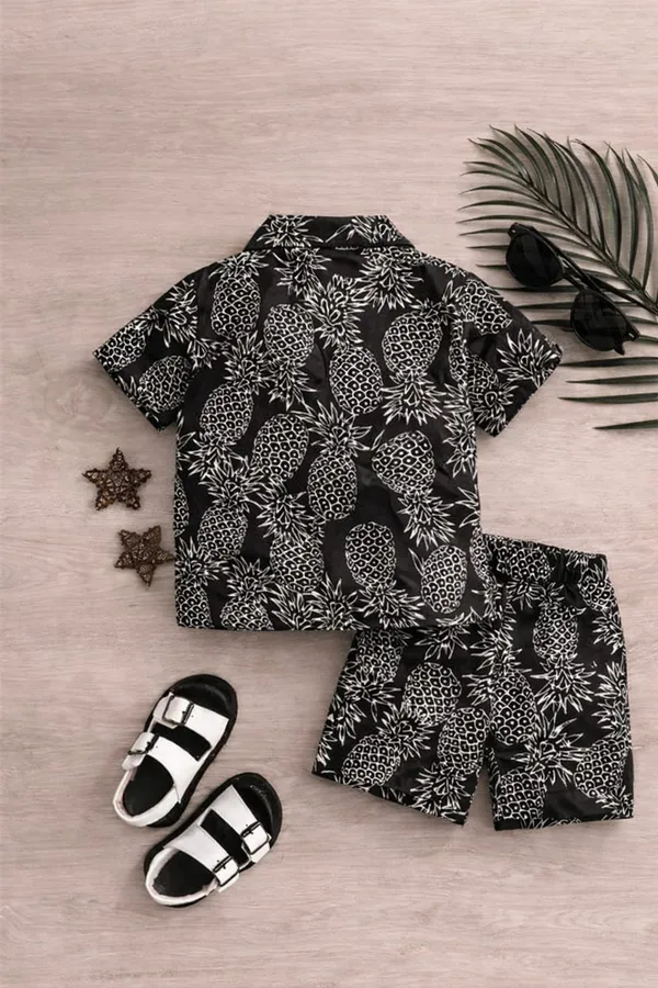Black_Stylish_Cotton_Casual_Shirt_And_Shorts_Co-Ord_Set_For_Kids