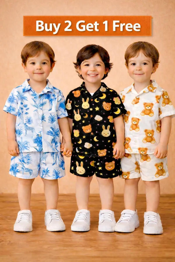 Pack_of_3_White_,_Blue_And_Black_Cotton_Printed_Combo_Pack__|_Stylish_Shirt_And_Shorts_Co-Ord_Set_For_Kids