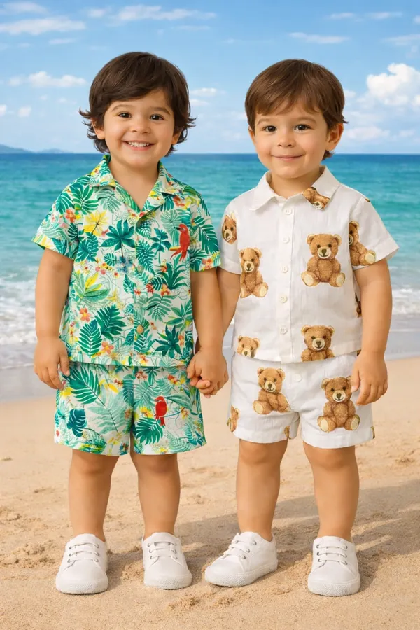 Pack_Of_2_Green_And_White_Comfortable_Cotton_Co-Ord_Set_For_Kids