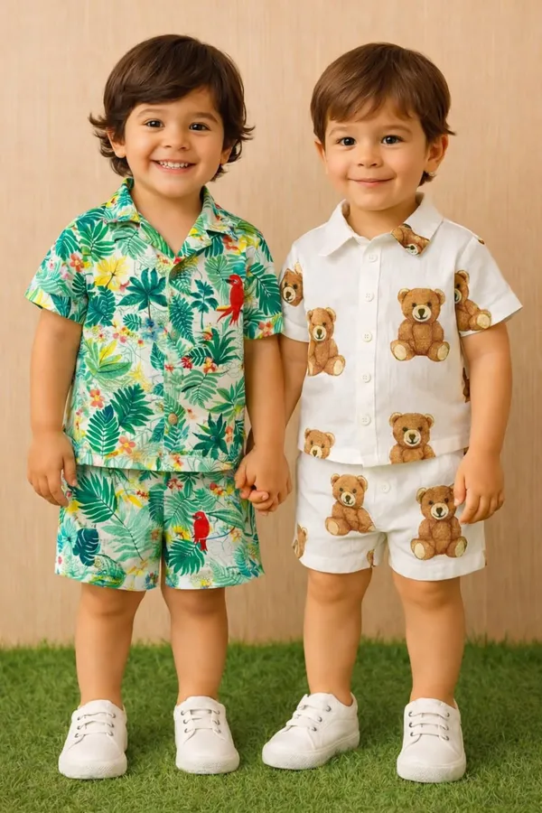 Pack_of_2_Green_And_White_Cotton_Coord_Set_-_Buy_1_Get_1_Combo_For_Kids