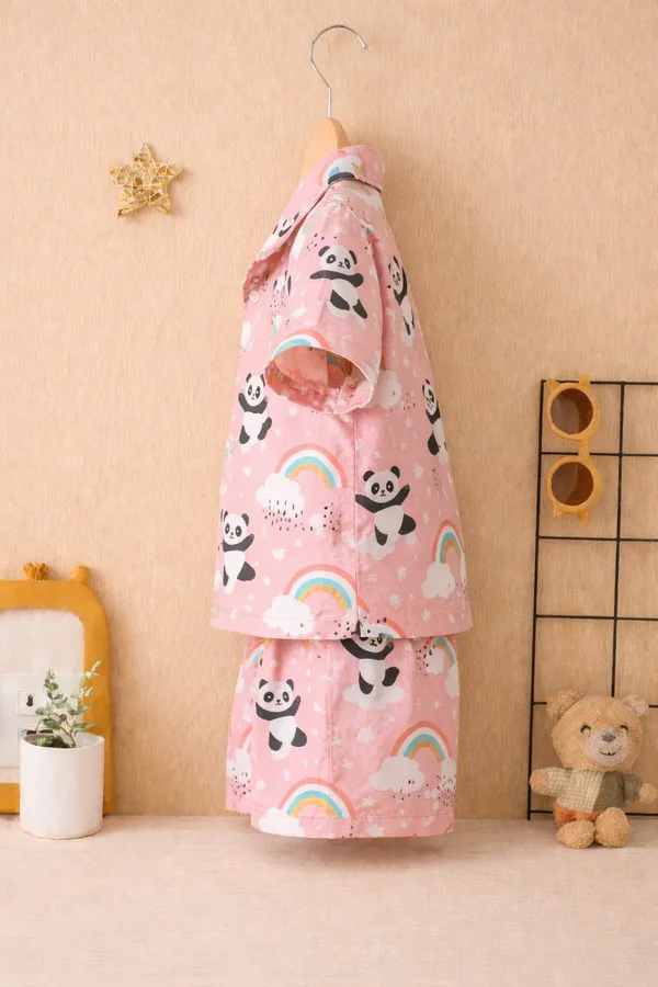 Baby_Pink_Premium_Cotton_Printed_Shirt_And_Shorts_Co-Ord_Set_For_Kids