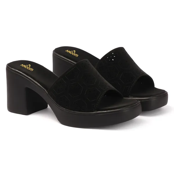 Aroom_Women�s_Textured_Block_Heel_Slide_Sandals