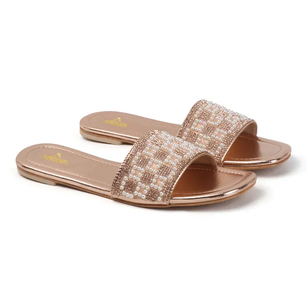 Aroom_Women�s_Pearl_Embellished_Ethnic_Slide_Sandals