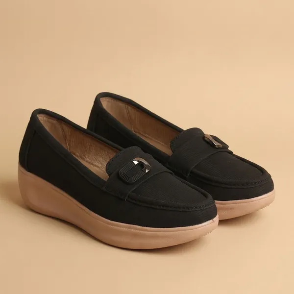 Black_Knit_Fabric_Casual_Loafers_For_Women