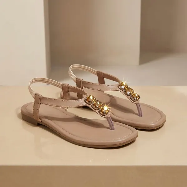 Beige_Trendy_Flat_Sandals_With_Crystal_Embellished_Strap_For_Womenelegant_Everyday_Comfort_Footwear