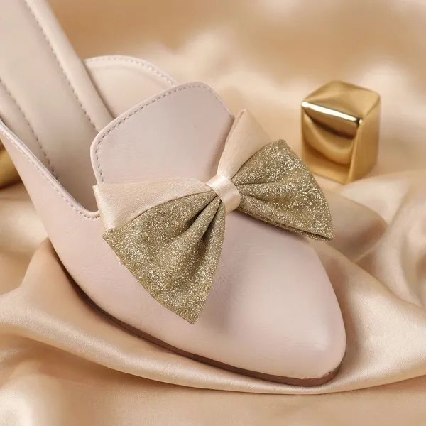 Cream_Elegant_Flat_Mules_For_Women_With_Golden_Bow_Accent_And_Soft_Cushioned_Insole_For_Daily_Comfort