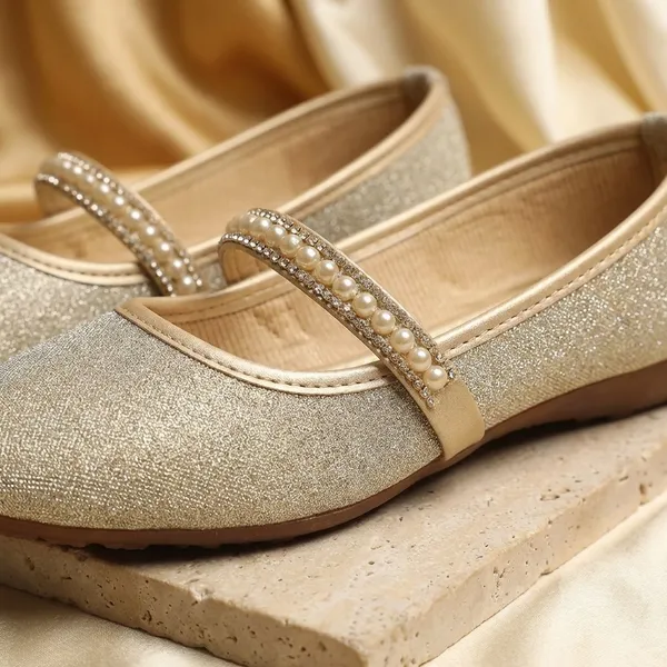Gold_Glitter_Ballerina_Flats_With_Embellished_Strap_And_Soft_Cushioned_Insole_For_Women