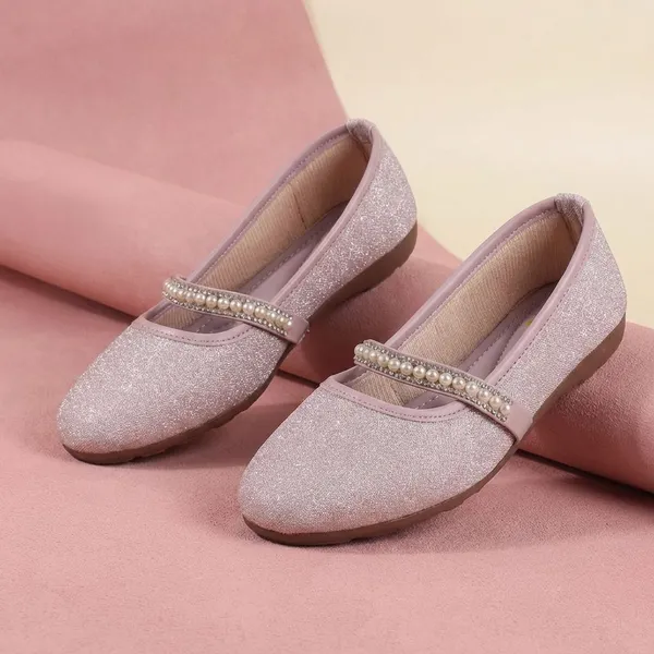 Peach_Glitter_Ballerina_Flats_With_Embellished_Strap_And_Soft_Cushioned_Insole_For_Women