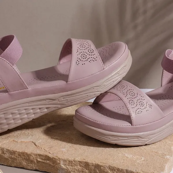 Purple_Trendy_Wedge_Sandals_For_Women_With_Perforated_Design_And_Elastic_Strap_Comfort_Fit
