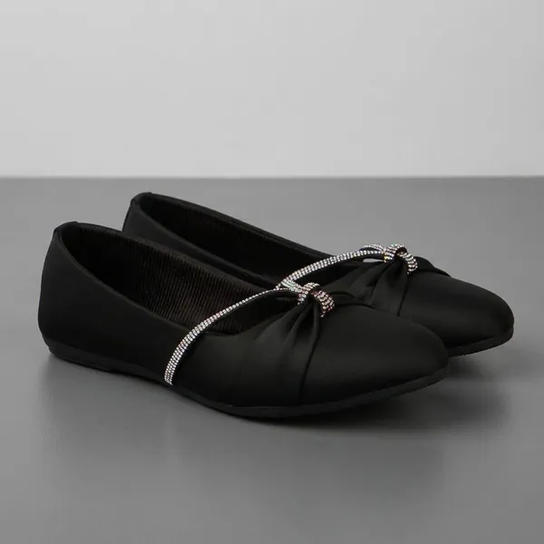 Black_Elegant_Flats_With_Rhinestone_Strap_Detailing_For_Women