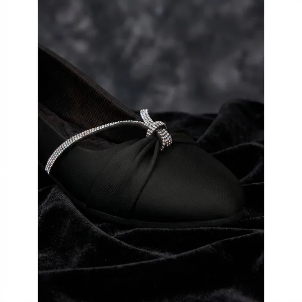 Black_Elegant_Flats_With_Rhinestone_Strap_Detailing_For_Women