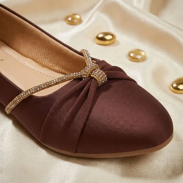 Brown_Elegant_Flats_With_Rhinestone_Strap_Detailing_For_Women